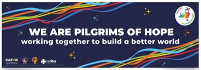 Catholic Jubilee School Pilgrims of Hope banner